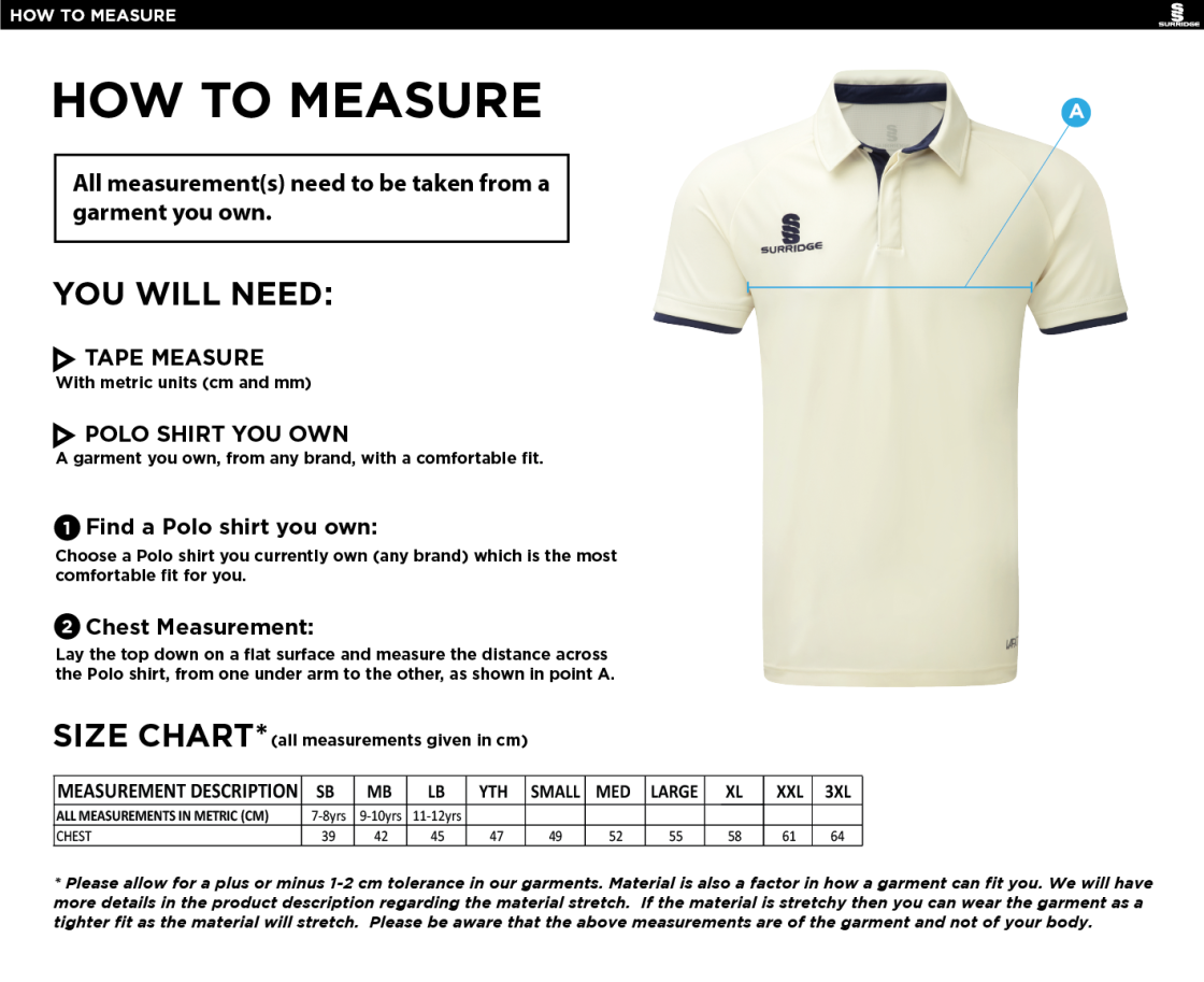 Great Bedwyn - Ergo S/S Playing shirt - Size Guide