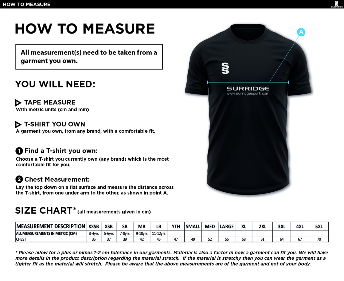 Great Bedwyn CC - Blade Polo - Size Guide