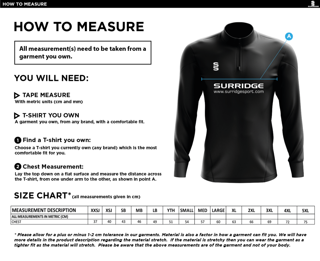 Great Bedwyn CC - Blade Performance Top - Size Guide