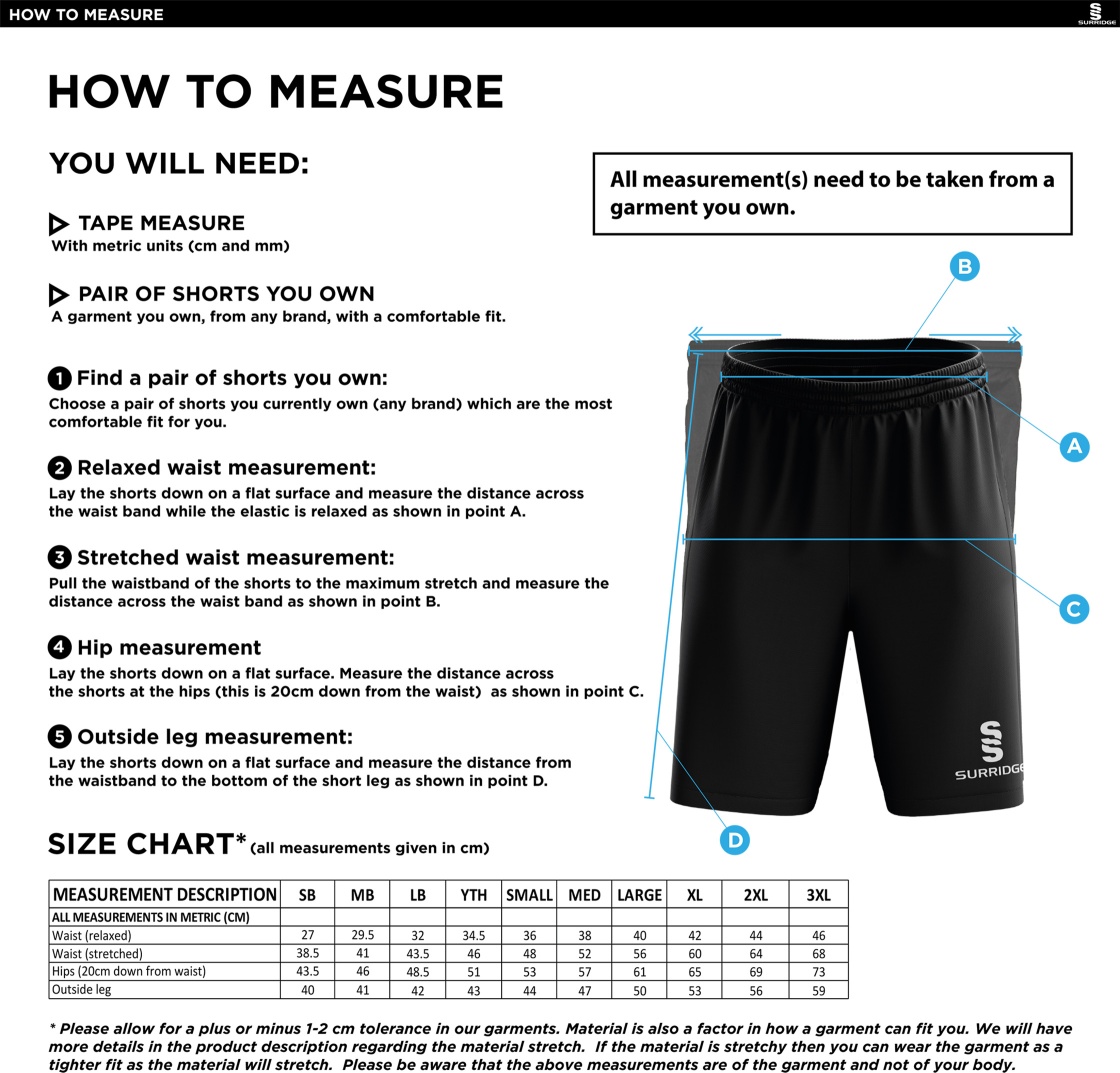 Great Bedwyn CC - Blade Shorts - Size Guide